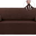 Asnomy Sofa Covers for 2 Cushion Couch Stretch loveseat Covers Slipcovers, Pet Protector Furniture Covers for Dogs Cats Spandex Jacquard Fabric Small Checks MediumChocolate