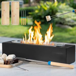 Tabletop Fire Pit with Smores Kit, Table Top Firepit Smores Maker, Portable Outdoor Fireplace Tabletop Decor Home Patio Balcony Backyard Gifts for Mom Dad Men - White Elephant Unique Gift, Black