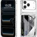 ACANDYA for iPhone 17 Pro Max Case Wallet Clear Protective Phone Case with Credit Card Holder Heavy Duty Protection Shockproof Anti-Scratch Anti-Yellow Cover for iPhone 17 Pro Max 6.9 inch Transparent