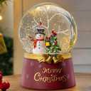 Christmas Snow Globe Lantern Water Glittering Snowman Crown with Music & Timer, USB Lined/Battery Operated Lighted Water Lantern for Christmas Festival Decoration Gifts