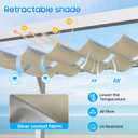 3' X 12' Waterproof Retractable Sun Shade Canopy, Pergola Shade Cover Silver Coated Polyester Fabric, Wave Sun Shade for Patio Garden Backyard Deck Trellis, Beige
