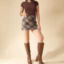 Ankis Knee High Boots for Women Squared Toe Chunky High Heel with Side Zipper Long Boots (8, Brown Pu)