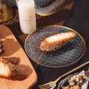 100 PCS Clear Plastic Plates with Gold Rim, Disposable Dessert Plate, 7" Salad Plate, Heavy Duty Weave Pattern Plates for Party, Wedding