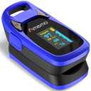 Fingertip Pulse Oximeter with Plethysmograph and Perfusion Index, include carrying case, Large OLED Digital Display Blood Oxygen Saturation Monitor Heart Rate Monitor (Blue)