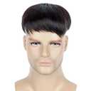 Hair Toupee for Men Clip in Crown Topper Hair Extensions Mens Hair Piece for Hairline Loss Covering White Loss Hair Toupee Wig Short Hair Toppers for Men Natural Black