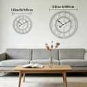 16 Inch Rustic Wall Clock Silent Non-Ticking Wooden Wall Clocks with Roman Numerals Farmhouse Decorative Clock for Living Room Bedroom Office (Grey)