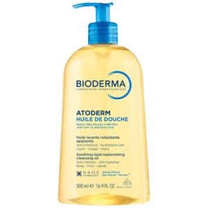 Bioderma Atoderm Shower Oil, Cleansing Oil For Face & Body, Nourishing Cleansing Oil For Dry to Atopic Sensitive Skin For Softer & Smooth Skin For Your Whole Family 500ml