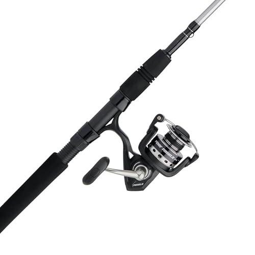 PENN 7’ Pursuit IV 2-Piece Fishing Rod and Reel (Size 4000) Inshore Spinning Combos, 7’, 1 Graphite Composite Fishing Rod with 5 Reel, Durable and Lightweight, Black/Silver