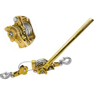 Come Along Winch Heavy Duty 2-Ton Capacity 6.56ft Come Along Cable Puller with 2 Hooks Dual-Gear Come Along Tool for Professional Lifting & Pulling (2T (1-Pack)