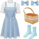 Halloween Costume Women, Halloween Princess Costumes for Adults Basket Dress Socks Hair Bows Book Storybook Character, L