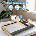 HETTHI Laptop Lap Desk, Portable Large Laptop Desk for Bed, Up to 17 in Lap Table with Wrist Rest, Mouse Pad, Tablet Phone Slot, Portable Handle, Cushion (Light Brown)