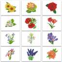 PeakLuv 12 Pcs Small Diamond Art Kits Diamond Painting Kits, Flowers Mini Diamond Art Kits for Adults, DIY Square Drill Flower Mini Gem Painting 1-Hour Painting for Home Desktop Decor, 7X6in