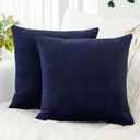QUORGVES 22x22 Pillow Cover Set of 2 Velvet Decorative Throw Pillows for Living Room Sofa Couch Bed Bedroom (Dark Navy Blue)