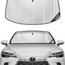 Windshield Sun Shade for Lexus RX450e 2023-2025, Lexus RX300e 2024-2025. Full Coverage Rearview Mirror Shade for Ultimate Protection (Upgrade Shiny Silver)