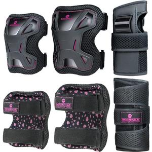 MOUNTALK Kids/Toddler Unisex Skate Pads Protective Gear Set with Elbow, Wrist & Knee Pads (Pink, 3-8 Years, Skateboarding, Cycling, Skating)