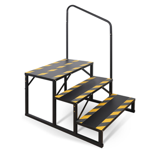 3 Step RV Stairs, Hot Tub Steps, Outdoor Spa Step Ladder with Handrail,Portable Economy 5th Wheel Stair for Travel Trailer, Motor Home, Camper and Porch with Non-Skid Tapes (RV Stairs - 3 Step with Single Handrail)