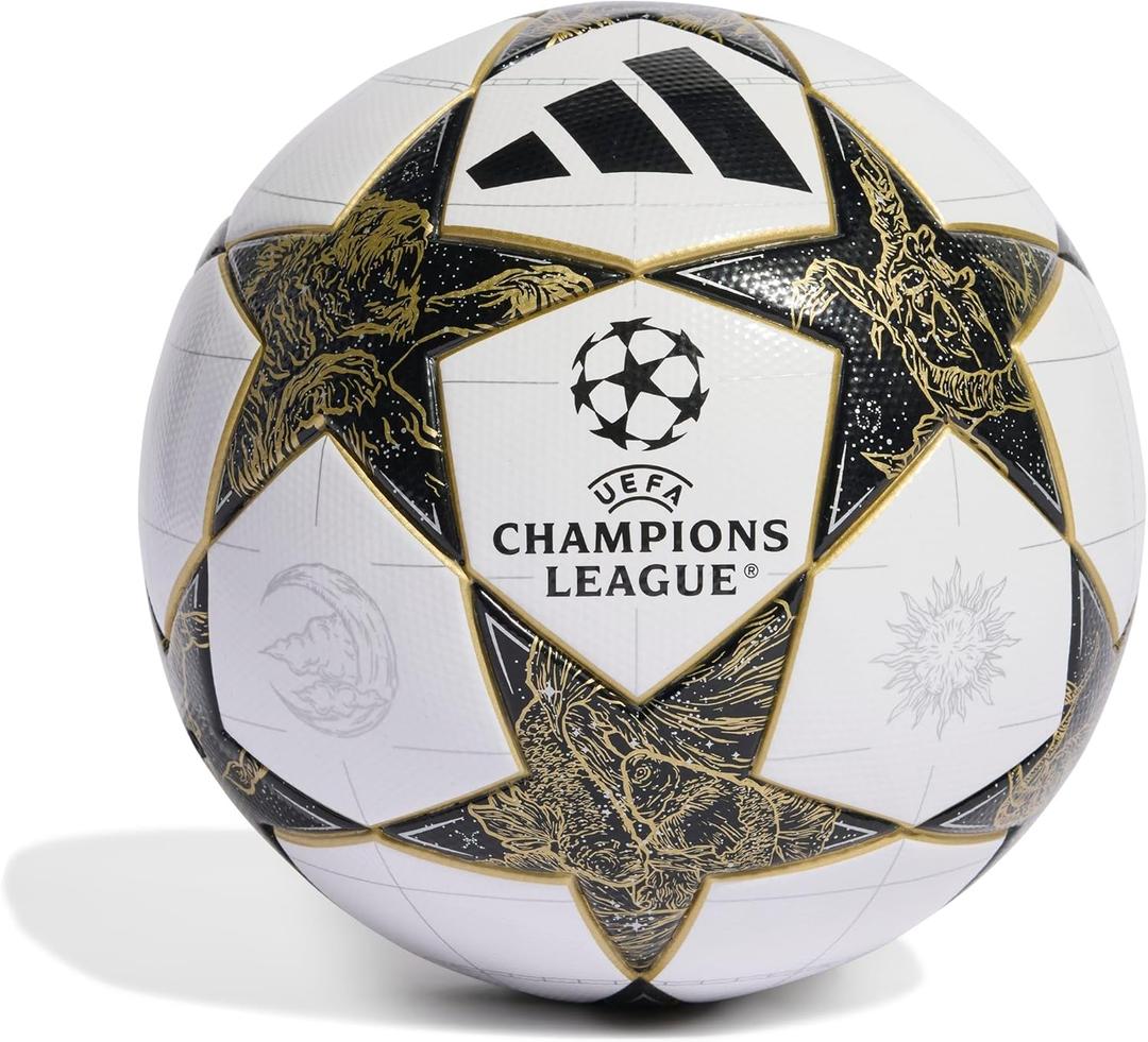 adidas UCL League Soccer Ball (4, White/Black/Gold Metallic)