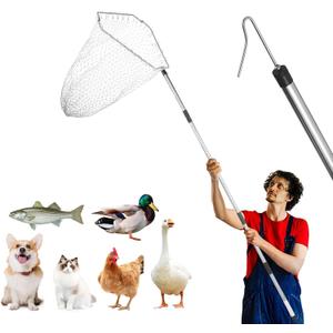 Chicken net Catcher, Chicken coop Accessories, 75 -inch Thickened Stainless Steel Catcher net, Suitable for Poultry and Outdoor Animals Such as Chickens, Birds, Goose, Duckling, Fish, etc.