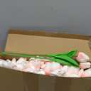 Jexine 100 Pcs Artificial Real Tulips Fake Artificial Tulip Flower Bulk Bouquet with Stem for Table Centerpieces Wedding Bridal Easter Mother's Day Garden Home Decor, 13.4''(Light Pink)