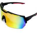 SummitRush Polarized sports sunglasses suitable for men and women with myopia, driving fishing mountain bikes sunglasses UV400 protection adjustable nose support sunglasses (Black red)