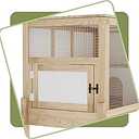 Pig House for 2 with Stand, Small Animals Rabbit Cages with a Pull Out Tray, Wooden 2 Stories Indoor Large Hamster Habitat Playpen with Ramp, Hideout, Platform
