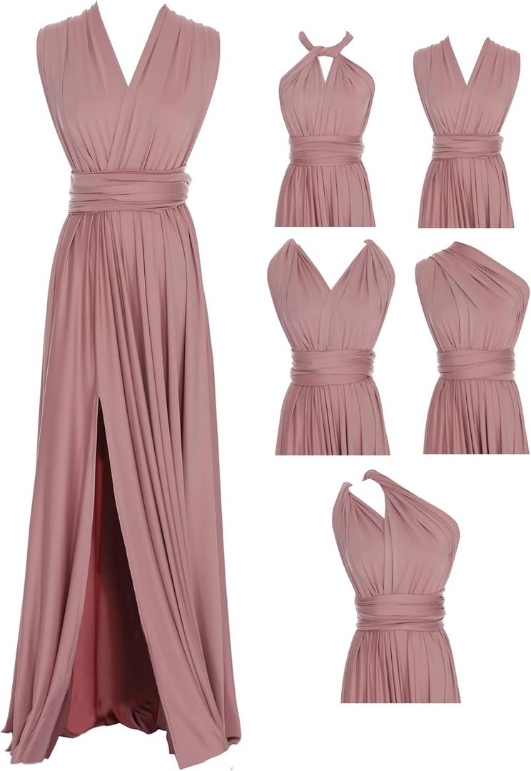 Edaydress Full Length one Dress with Over 100 Styles Multi Ways wrap Convertible Infinity Slit Bridesmaid Dresses (0 to 26(XS-XXXL), 41 Light Polignac)