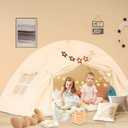 CRAWLBO Bed Tent for Kid Twin Size Bed Canopy, Breathable Privacy Space Sleeping Drafty Room Dream Tents Indoor Play Tent Kid Sleep Tent（Beige, Twin）