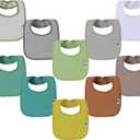 SPINFOX Waterproof Baby Bibs for Girls, Boy, Unisex Drool Bib Cotton Solid Knit Infant Feeding Bibs (Neutral)