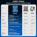 DISEN 35PCS Disc Brake Caliper Tool Kit, 24 Adapters Brake Piston Compressor & Wind Back Tool Set for Brake Pad Replacement, Heavy Duty Caliper Compression Tool Fits Most Vehicles