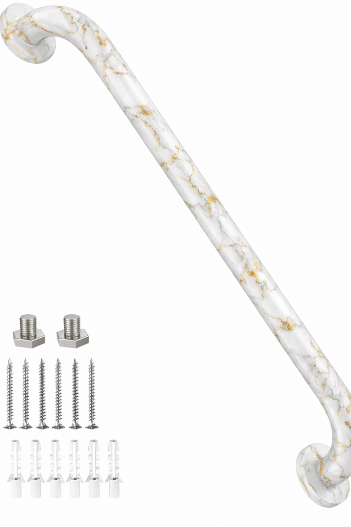 Ц шеуGold Marble Shower Grab Bar 3 Inch-1.25“ Diameter, Zepolu Stainless Steel Safety Bar Wall Mount bath grab bar, Bathroom Balance Handrail Shower Support Assist Handle for Elderly Senior Handicap