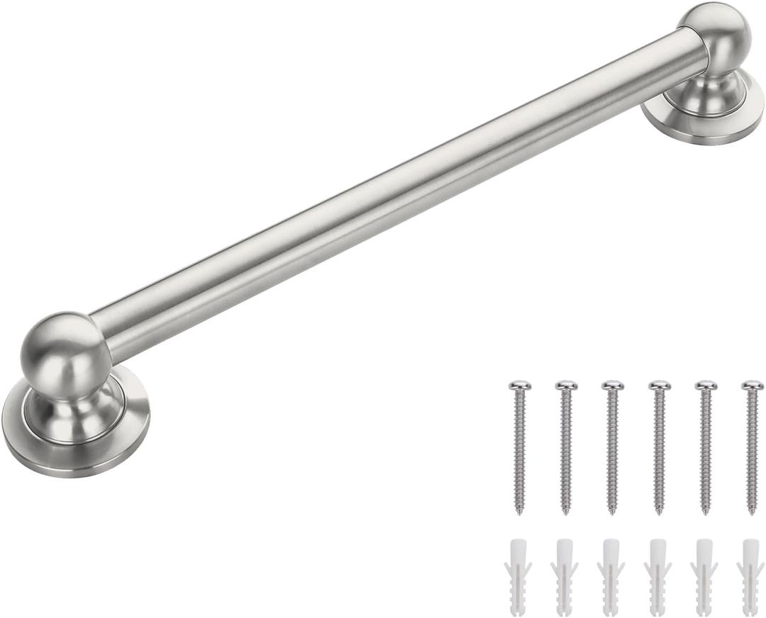 Anti Slip Shower Grab Bar, Safety Bathroom Assist Handle, ADA Compliant Handrail, Heavy Duty Handicap Grab Bars for Elderly, Injured, Senior, Children (Brushed Nickel, 24 Inches)