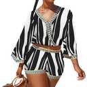 LalaLin Women's 2 Piece Beach Outfits Floral Print (Black, S)