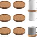 8 Pack Coffee Mug Stackers for 3.9'' Mugs, Cup Storage Accessories Cork Stackable Gadget Space-Saving Coffee Cup Organizers for Home Kitchen, Cupboard, Pantry, Office Tea Room (Brown)