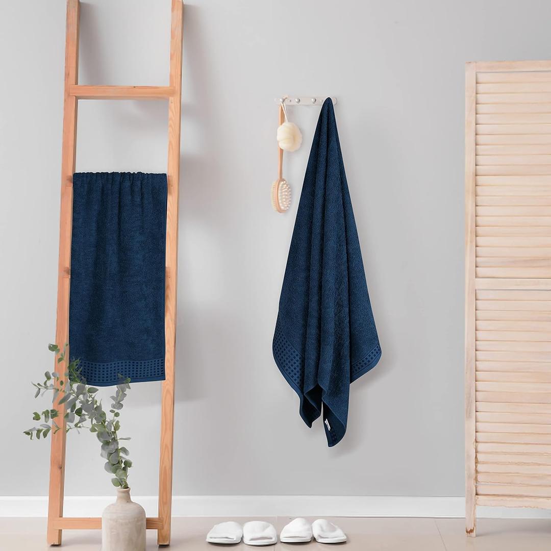 GLAMBURG Ultra Soft 4 Pack Oversized Bath Towel Set 27x54 inches, 100% Cotton Bath Towels, Highly Absorbant Compact Quickdry & Lightweight Towel, Ideal for Gym Travel Camp Pool