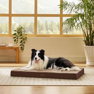 Bedsure Dog Beds Large Sized Dog  Comfy Flat Pet Beds with Removable Washable Cover, Orthopedic Egg Crate Foam Puppy Mat, Suitable for Pet Up to 65 lbs