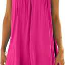 Lesore Womens Mini Dress Casual Summer Strappy Straps Sleeveless Square Neck Knit Mini Dresses Beach Vacation Hot Pink L (Pink, L)