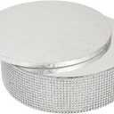 Sparkle and Bash Cake Stand Set with 12-Inch Cake Drum - 2-Piece, 12-Inch Round, Silver Foil & Rhinestone Embellished - Wedding Dessert Centerpiece - Bling Round Display