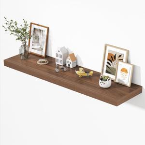 Dreamland 55" Floating Shelves for Wall, 12" Deep Thicker Walnut Floating Shelves, Wall-Mounted Shelves for Bedroom, Living Room, Kitchen, Bathroom - Set of 1