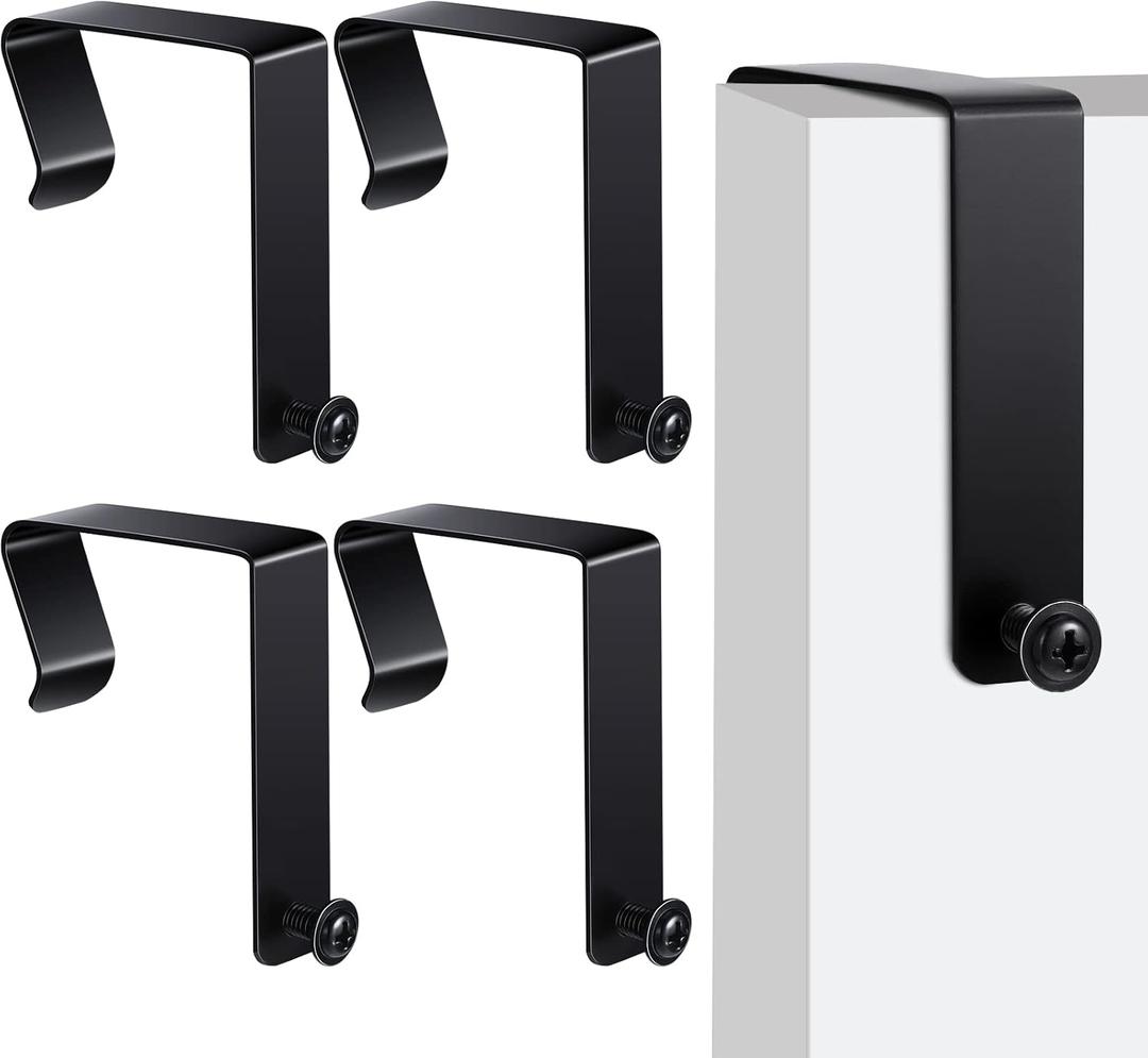 Oudain 4 Pcs Universal Partition Hanger Set Office Cubicle Whiteboard Hanger Metal Cubicle Hooks Accessories Over The Door Mirror Hooks Adjusted to Fit 1.5 to 2.5 Inch Thickness Panels (Black)