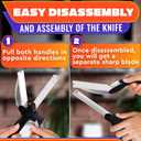 2 in 1 Kitchen Scissors for Food Stainless Steel 9.5" Tomato Knife Chops Vegetables, Fruit, Cheese, Meat in Seconds | Dishwasher Safe Cutting Board Scissors with Safety Lock Mess-Free Prep