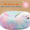 Himax Small Dog Bed, Fluffy Dog Bed with Blanket Attached, Cat Bed Washable, Multi-Colored (Size: 20.0"L x 20.0"W x 7.0"Th
)