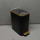 Cesun Small Bathroom Trash Can with Lid Soft Close, 5 Liter/1.3 Gallon Stainless Steel Garbage Can with Removable Inner Bucket, Step Pedal, Slim Waste Basket for Toilet, Office, Bedroom (Black&Gold)