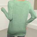 Casual Womens Long Sleeve Shirts Loose Fit Scoop Neck Soft Solid Basic Tee Tops Trendy (Large, Light Green)