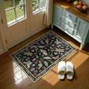 Lahome Insect Washable Rug, 2x3 Kitchen Rugs for Entryway Bathroom, Soft Door Mat Indoor Entrance Ultra-Thin, Small Non-Slip Throw Carpet for Bedroom Entry Vionnet, Black