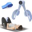 Thigh Trainer, 360Adjustable Pelvic Floor Muscle Trainer with LED Display, Inner Thigh Exerciser with 20LB Resistance Band for Women, Home Fitness Equipment for Hip, Leg, Arm (Blue)