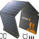 GOODaaa 30W Portable Solar Panel with Three Outputs, USB QC 3.0 Fast Charging Foldable Solar Charger, IP65 Waterproof Panels for Outdoor, Dual USB & One DC Charger for Phones, Tablet, Power Station