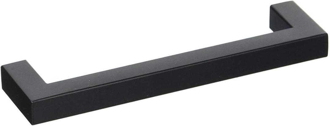 goldenwarm 10 Pack Black Square Bar Cabinet Pull Drawer Handle Stainless Steel Modern Hardware for Kitchen and Bathroom Cabinets Cupboard,Center to Center 5in(128mm) Kitchen Cupboard Handles