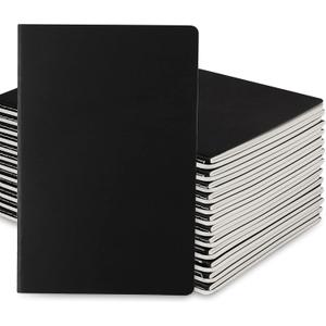 24 Pack College Ruled Notebook & Journal Bulk, Black Cover, Line Thick Paper, A5 Size, 5.5x8.3 inch, 60 Pages, Small Subject Note Pad Planner Set for Women Men Kids Traveler Student Office