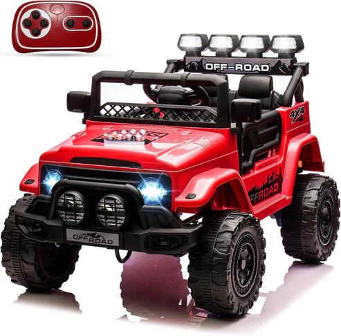 12V Power Wheels with Remote Control Ride On Car Toys for Big Kids 2 Seater, 24 Volt Ride on Toy Car for Girls Boys, 9AH Battery, 3 Speeds, Bluetooth, LED Lights, Suspension, Red