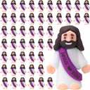 Bememo 50 Pcs Mini Jesus Figures Jesus Loves You Christ Toys Little Christ Figures to Hide and Seek Sunday School Religious Party Favors Gift(Purple)